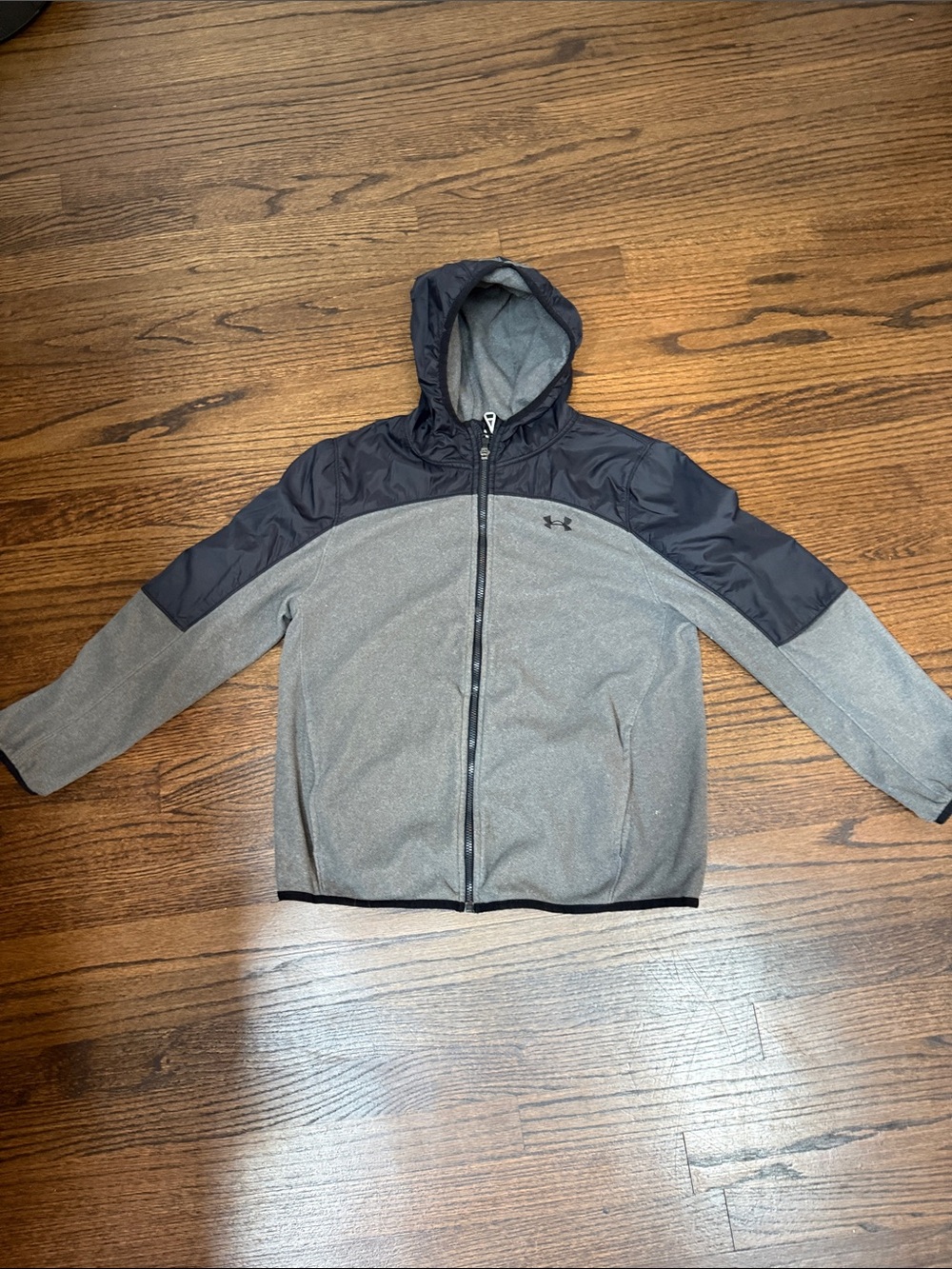 Under Armour Gray and Black Lightweight Hooded Zip Jacket